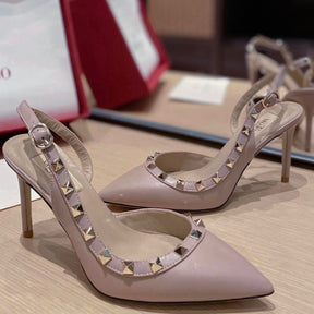 VLT Beige Leather Pump with Side Details, 9cm Heel