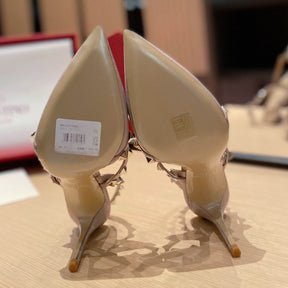 VLT Beige Leather Pump with Upper Details, 9cm Heel