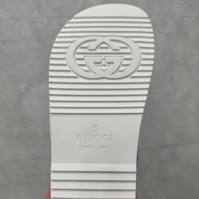 GG Slider Sandal with Double GG Blue Heel