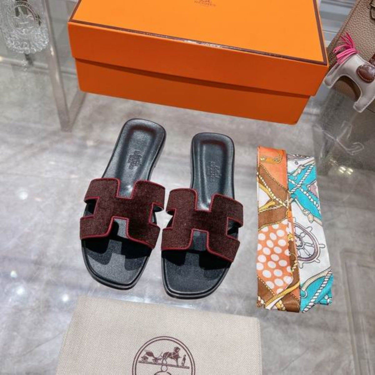HRMS Oran Burgundy Suede Sandal