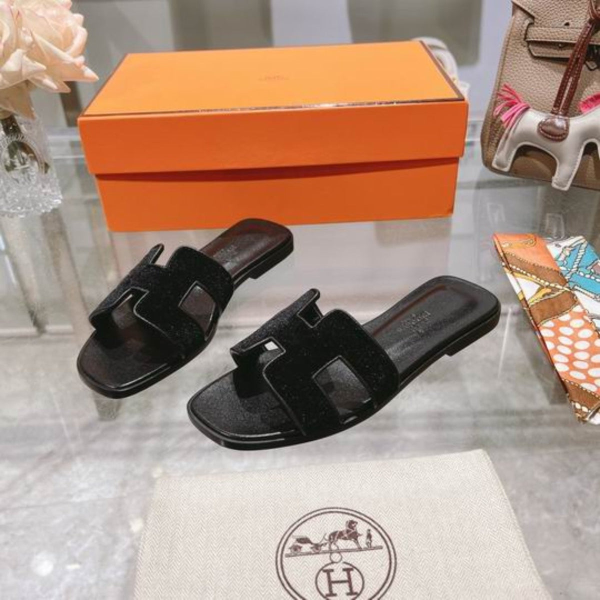 HRMS Oran Black Suede Sandal
