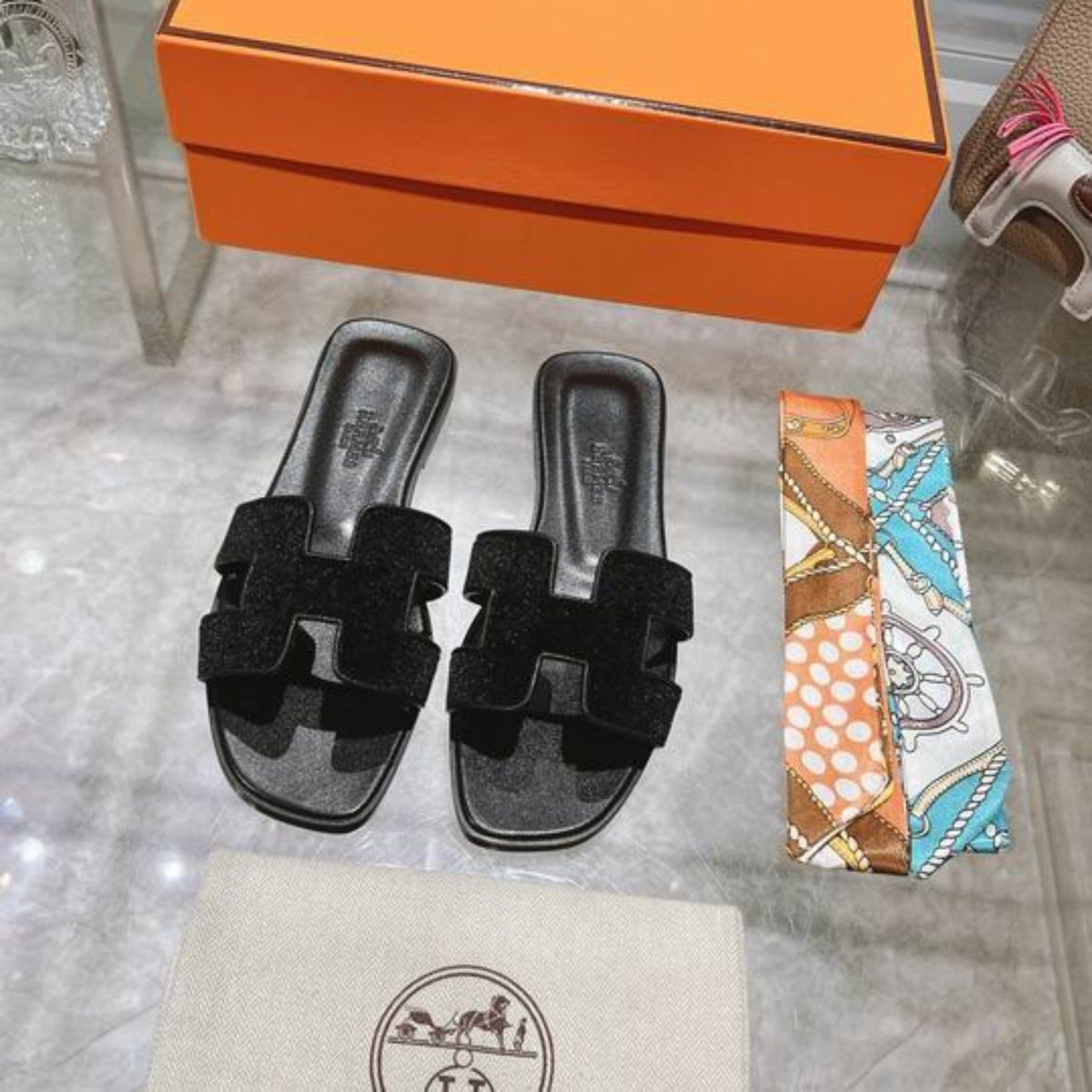 HRMS Oran Black Suede Sandal