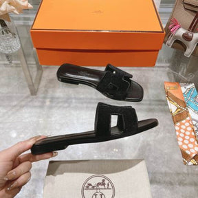 HRMS Oran Black Suede Sandal
