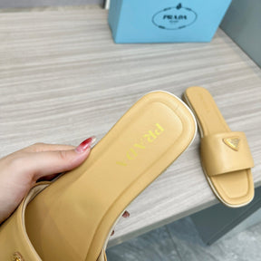 PRD Yellow leather sandal with logo