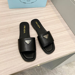 PRD Black leather sandal with logo