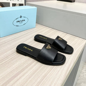 PRD Black leather sandal with logo