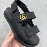 GG Slider Sandal with Double GG Black Heel