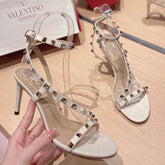 VLT Beige Leather Sandal with details, 8cm heel