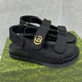 GG Slider Sandal with Double GG Black Heel
