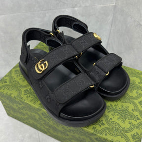 GG Slider Sandal with Double GG Black Heel