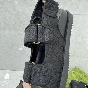 GG Slider Sandal with Double GG Black Heel