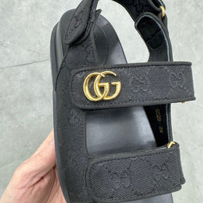 GG Slider Sandal with Double GG Black Heel
