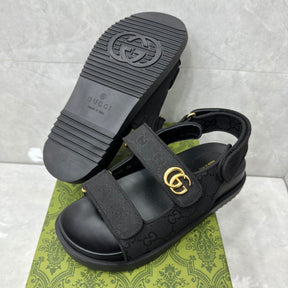 GG Slider Sandal with Double GG Black Heel