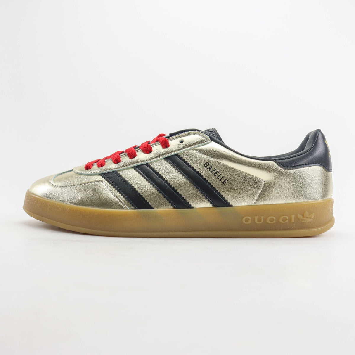 GG x Ads Gazelle Gold and Red Sneakers