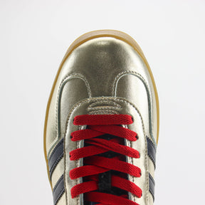 GG x Ads Gazelle Gold and Red Sneakers