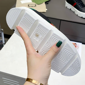 GG Ace Web Platform Sneakers in Black Bee
