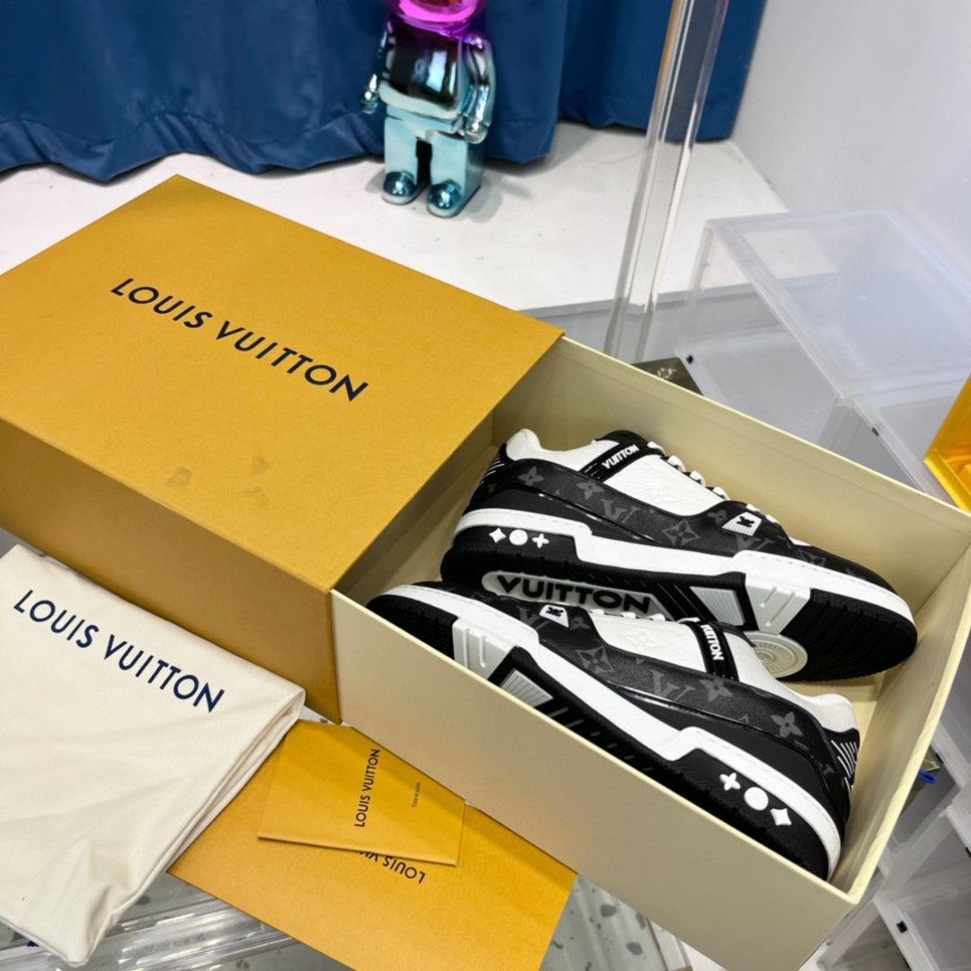 Black LV Trainer Sneakers