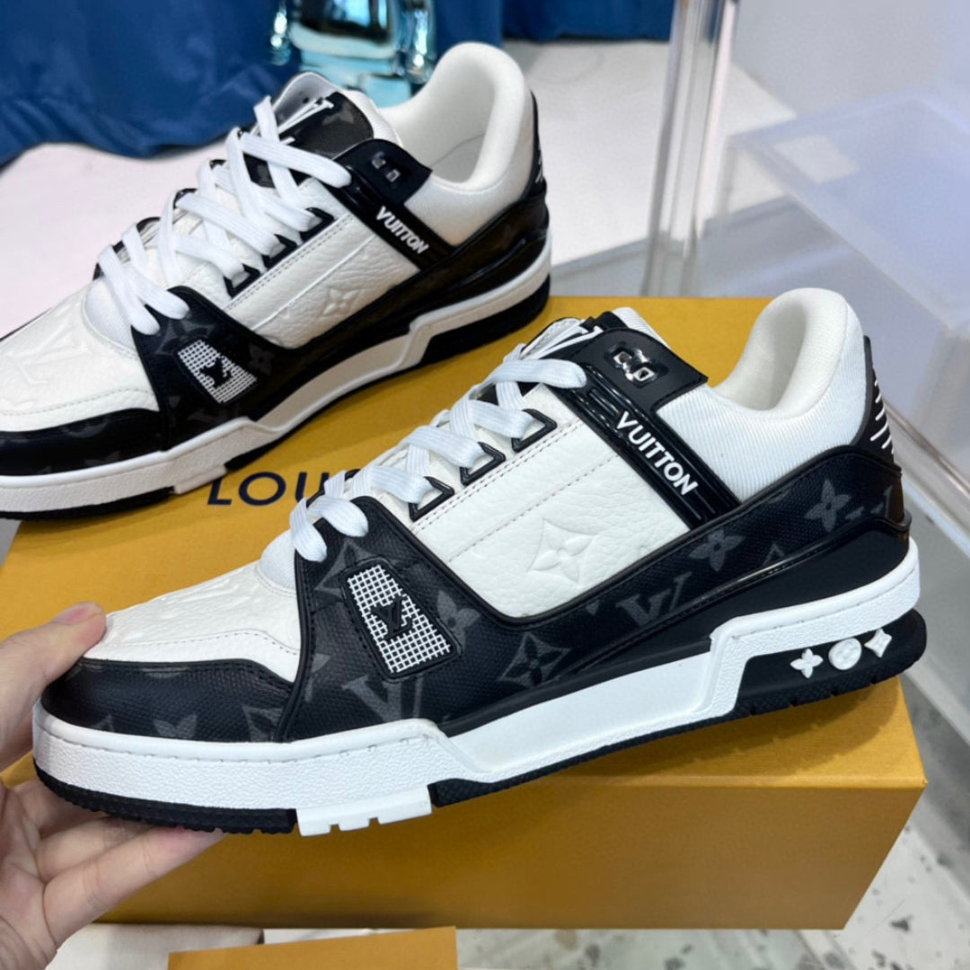Black LV Trainer Sneakers