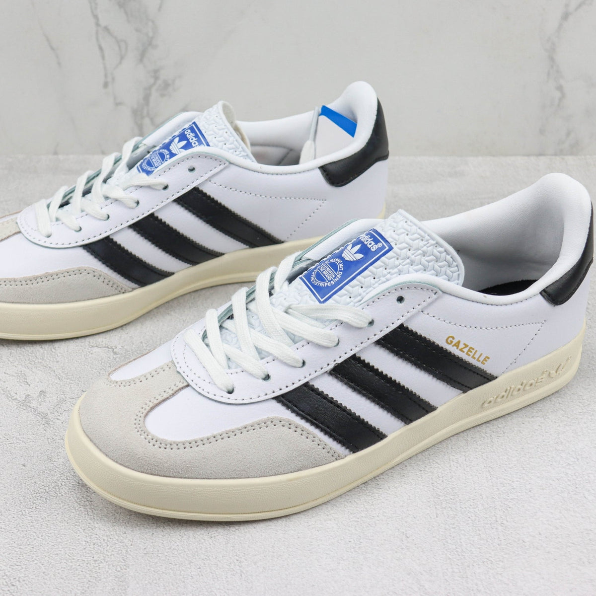 Ads Gazelle Classic White and Black Tennis Shoes