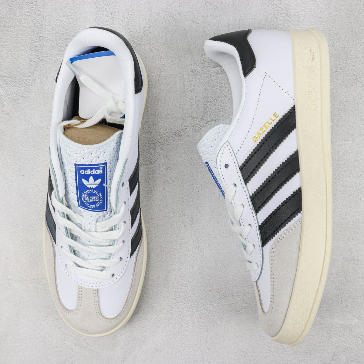 Ads Gazelle Classic White and Black Tennis Shoes