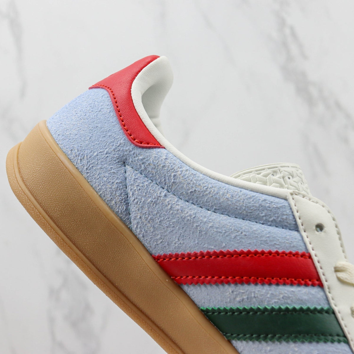 GG x Ads Gazelle Blue with Red and Green Sneakers