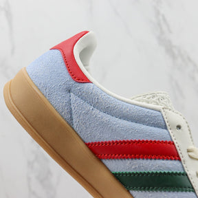 GG x Ads Gazelle Blue with Red and Green Sneakers