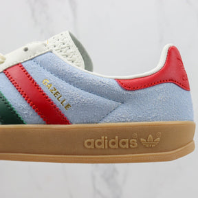 GG x Ads Gazelle Blue with Red and Green Sneakers
