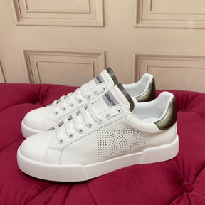 DG Portofino Leather Sneakers with White and Silver Logo