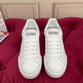 DG Portofino Leather Sneakers with White and Gray Logo