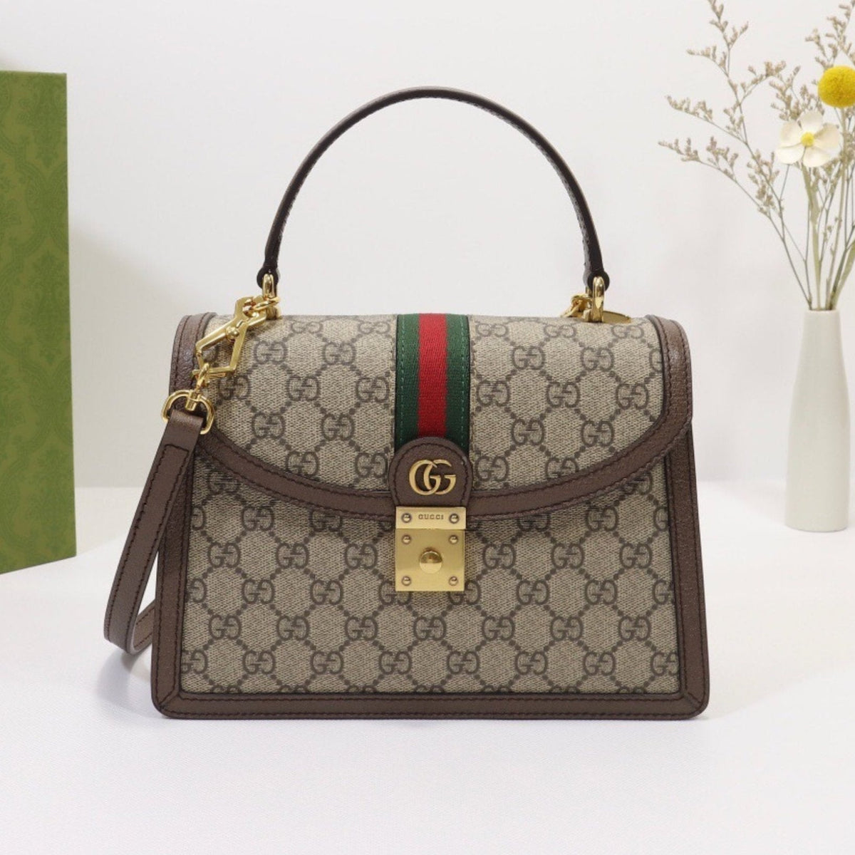 GG Ophidia Small Beige Bag with 25cm Top Handle