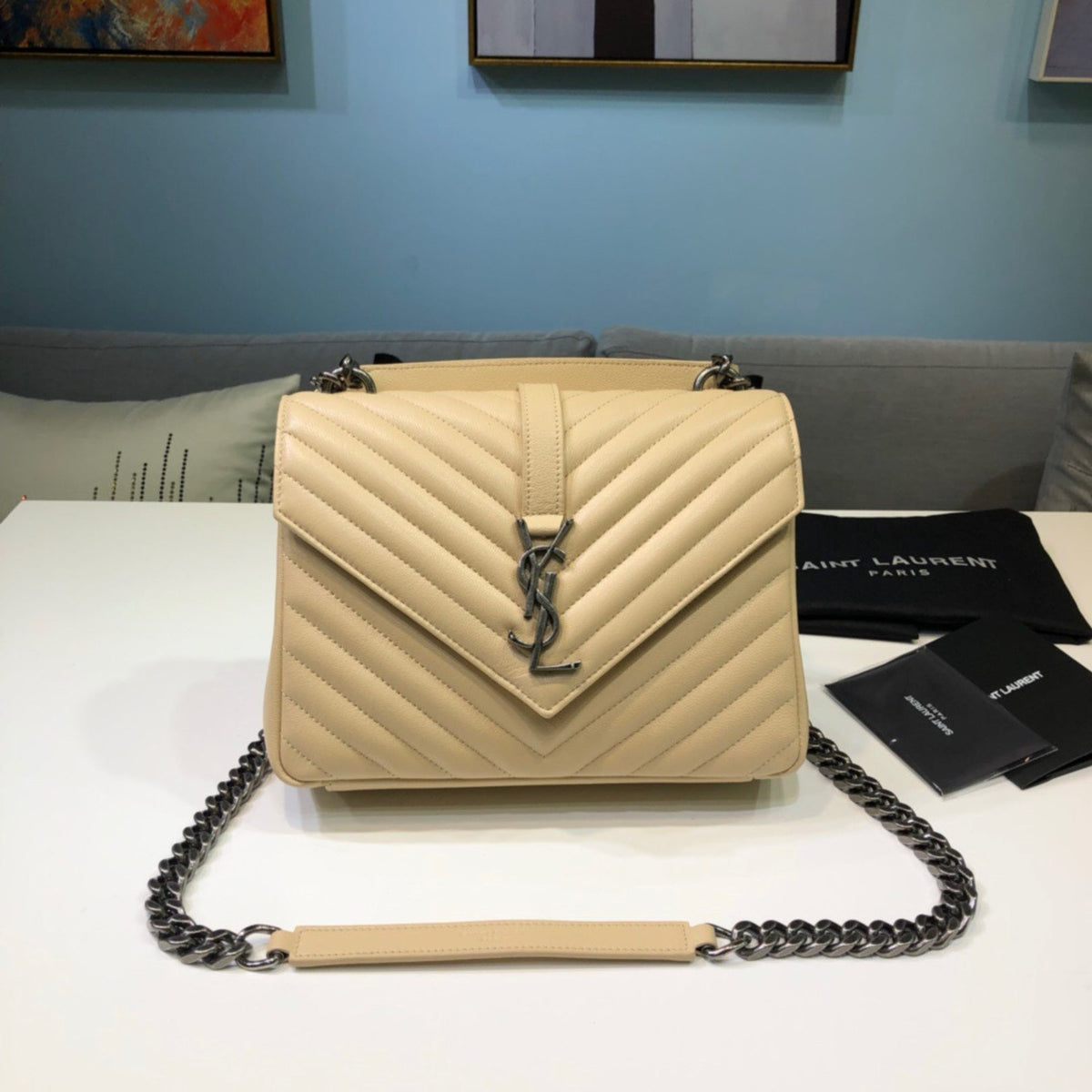 YSL College Medium Beige Bag