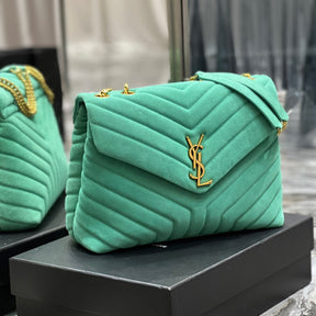 YSL LouLou Shoulder Bag Green with Gold