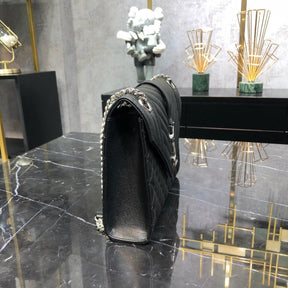 YSL Medium Envelope Shoulder Bag Black 24cm