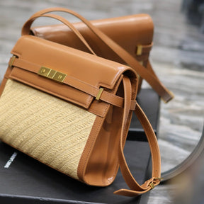 Small Beige and Brown YSL Manhattan Bag