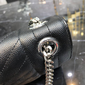 YSL Medium Envelope Shoulder Bag Black 24cm