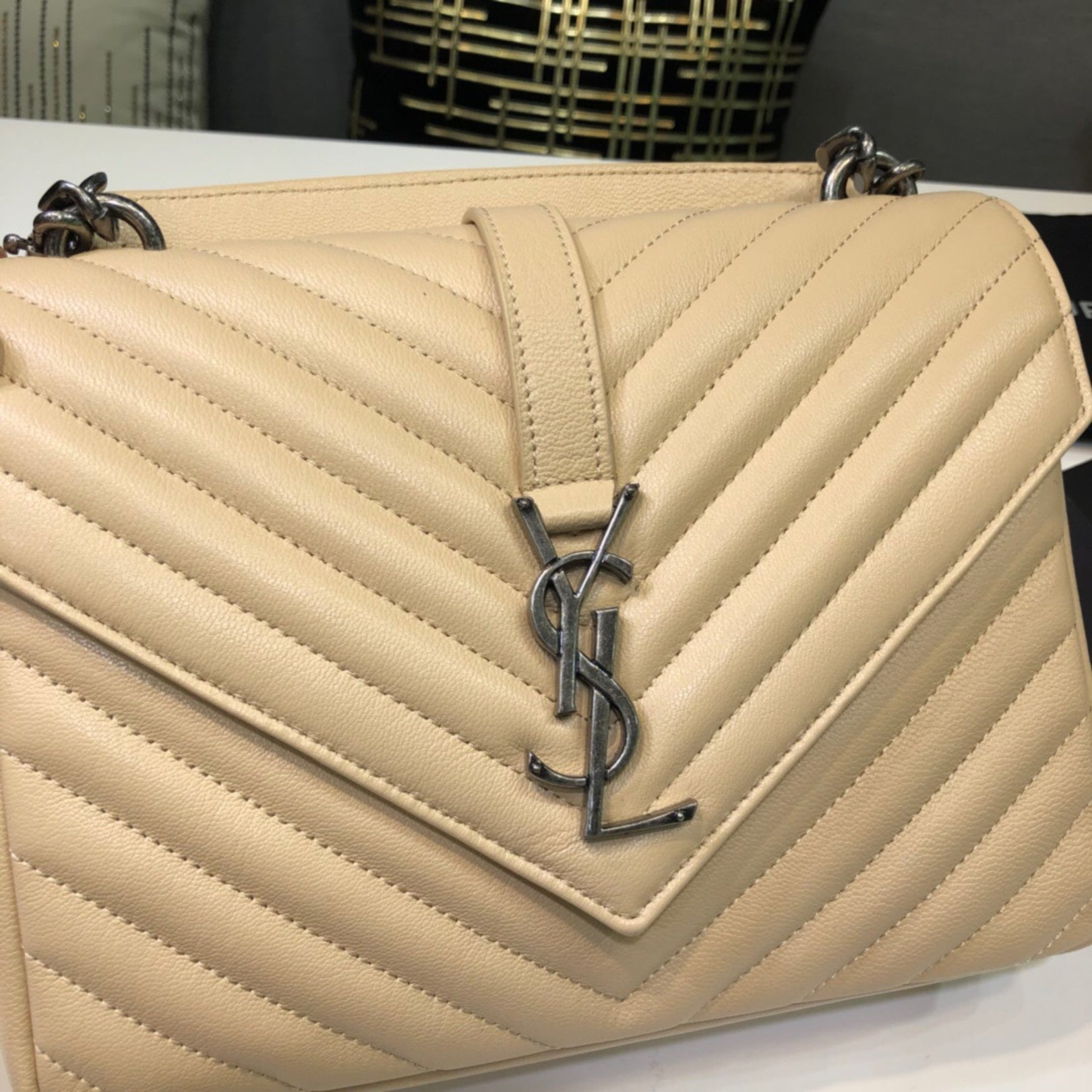 YSL College Medium Beige Bag