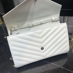 YSL Small Monogram White Bag with Silver Logo