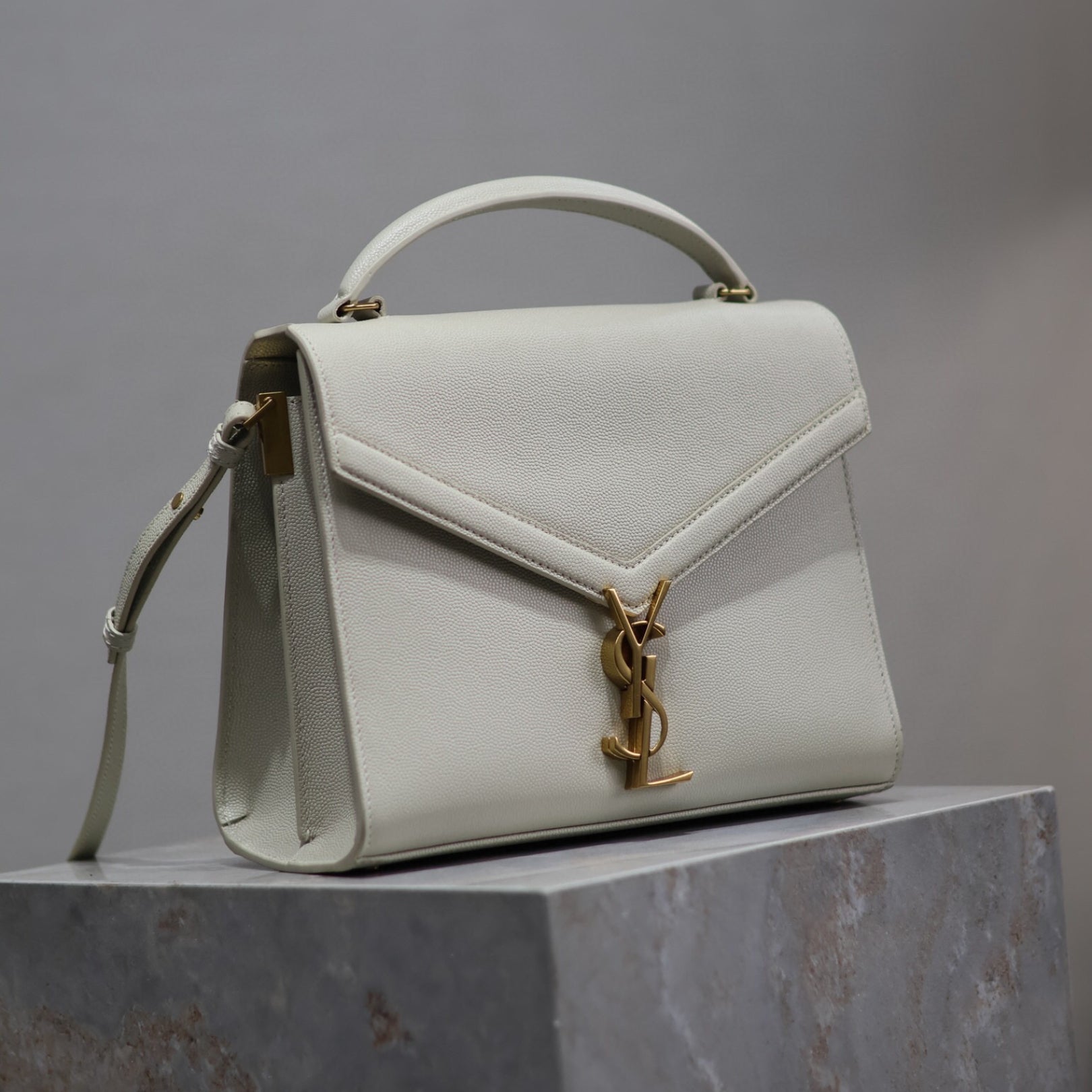 YSL Cassandra Small White Bag