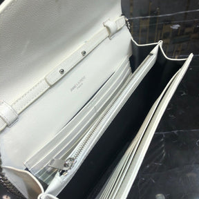 YSL Small Monogram White Bag with Silver Logo