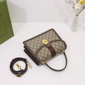 GG Ophidia Small Beige Bag with 25cm Top Handle