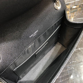YSL Medium Envelope Shoulder Bag Black 24cm