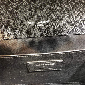 YSL Medium Envelope Shoulder Bag Black 24cm
