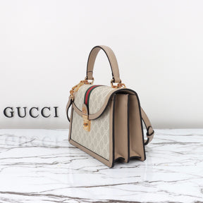 Small Light Beige GG Ophidia Bag with 25cm top handle