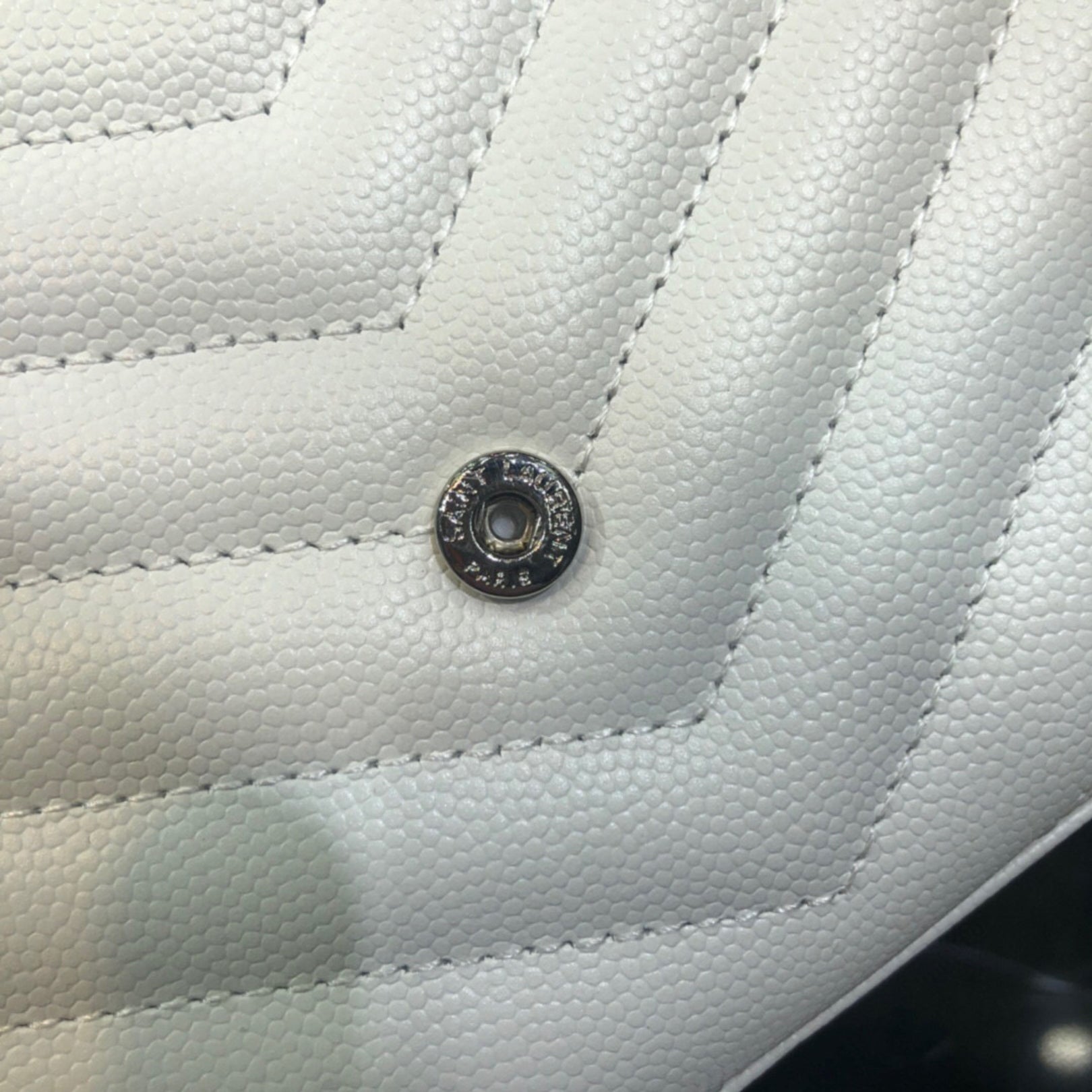 YSL Small Monogram White Bag with Silver Logo
