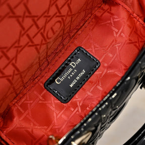 Dio Lady Joy Small Black Patent Leather Bag 22cm