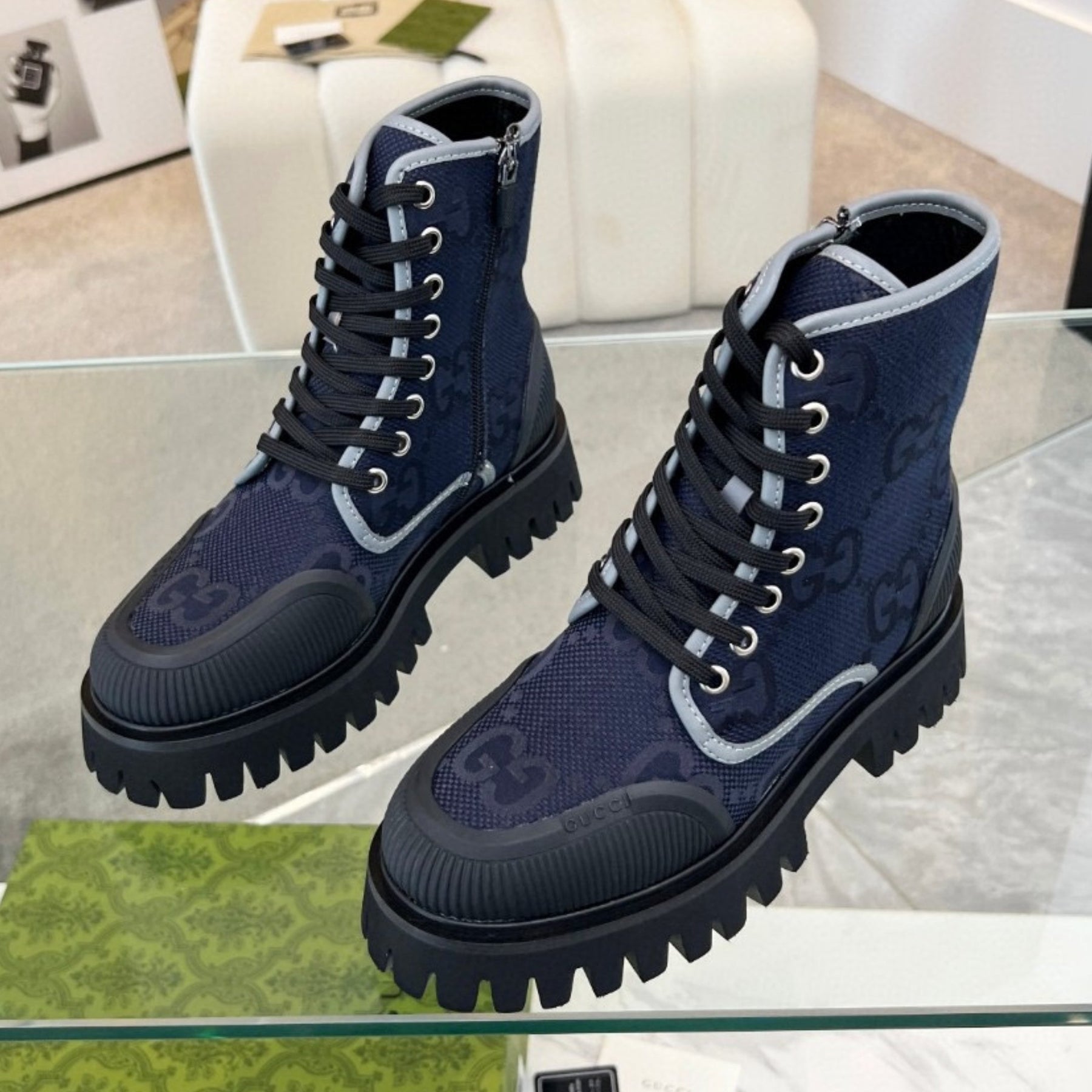 Navy Blue GG Maxi Boot