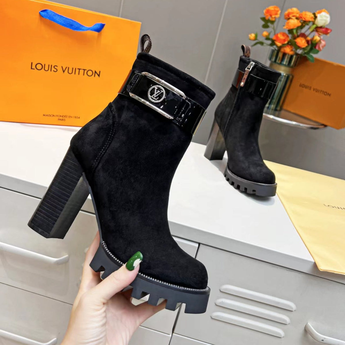 LV Star Trail Suede Detail Boot