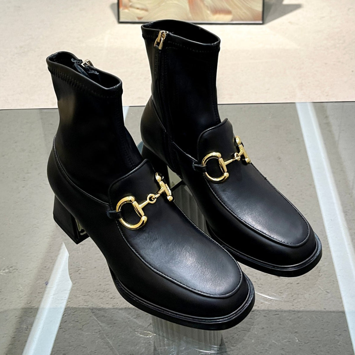 GG boot with horsebit detail and 55mm heel in black