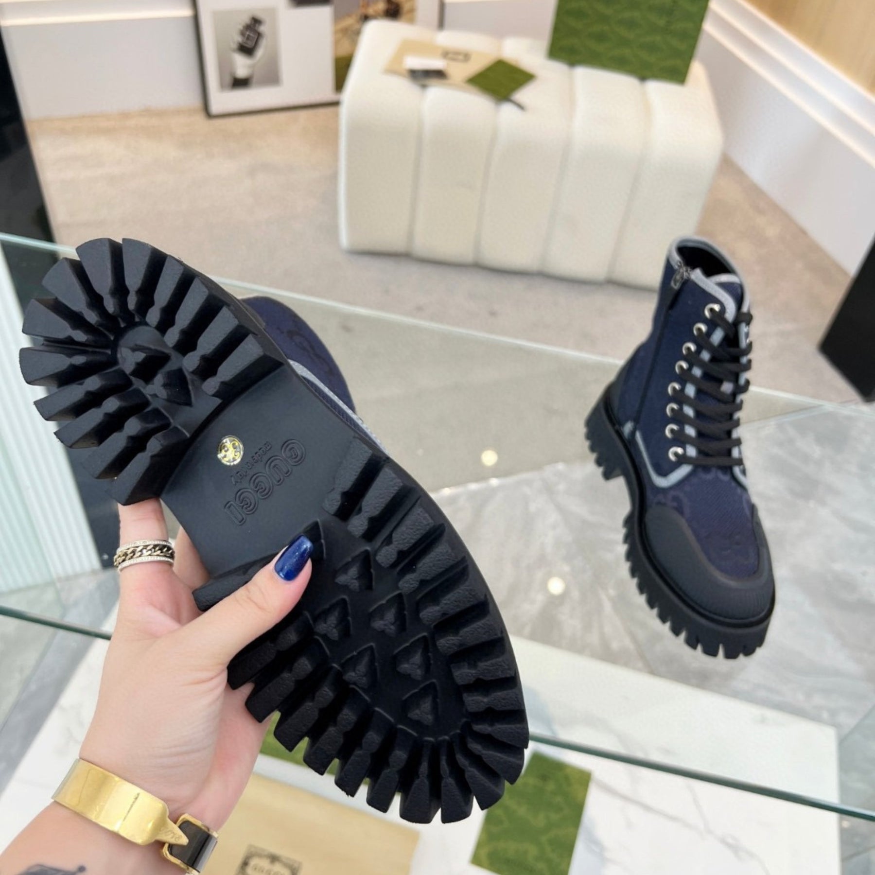 Navy Blue GG Maxi Boot