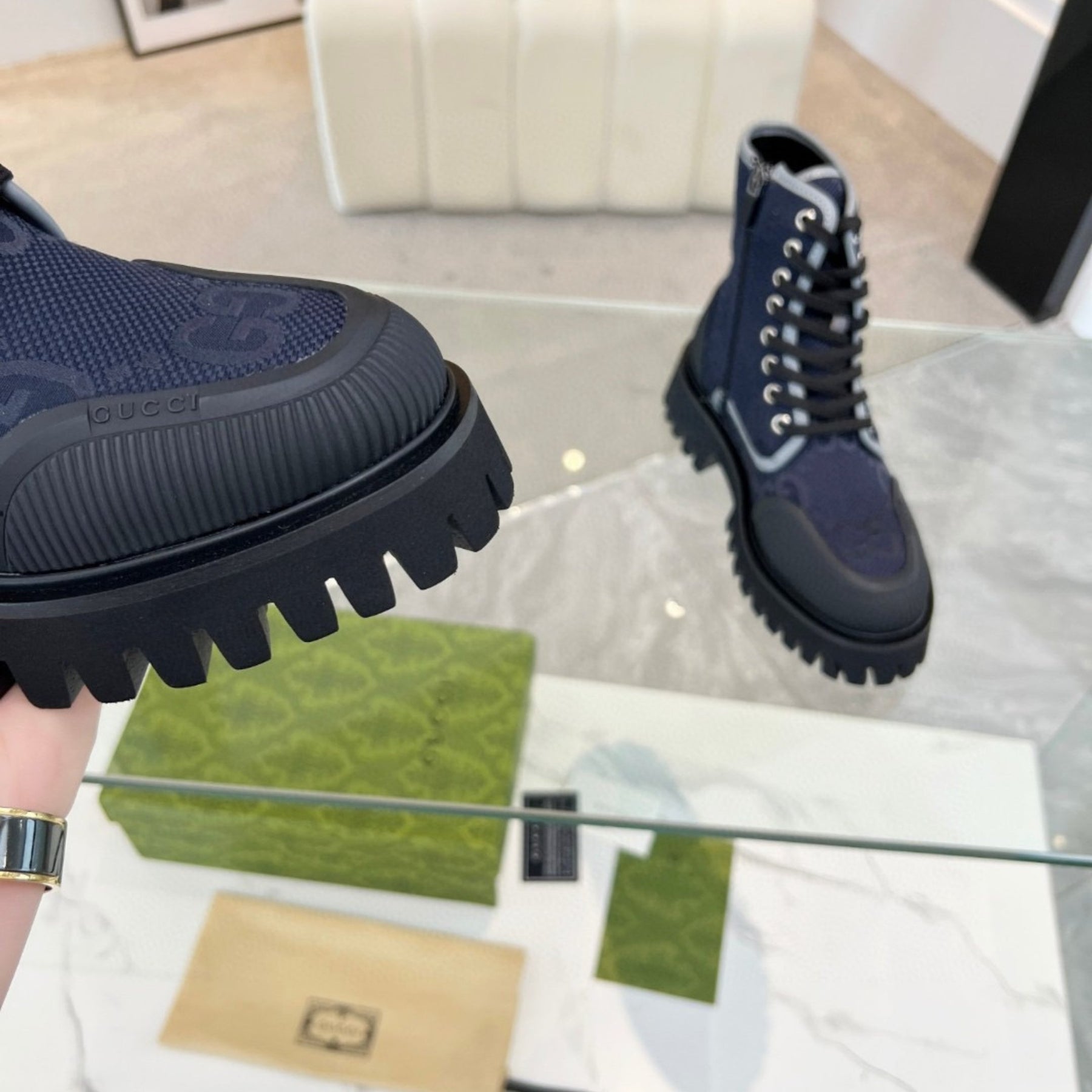 Navy Blue GG Maxi Boot
